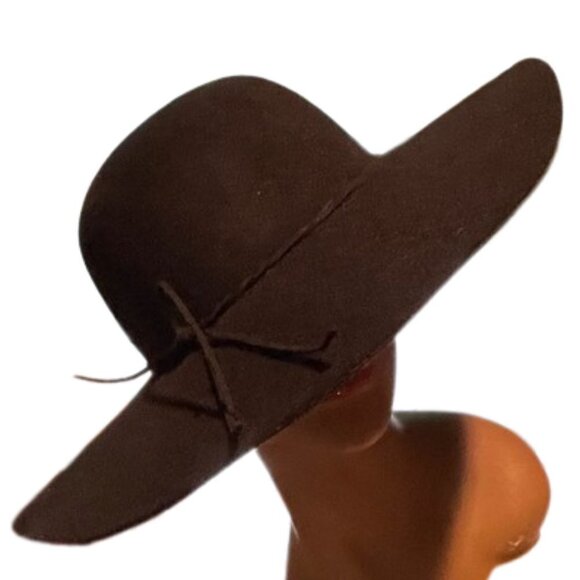 Black felt Floppy Wide Brim Hat Size M/L - Picture 1 of 10